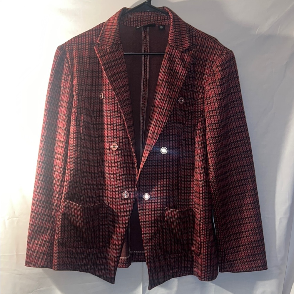 New York & Company Women’s Red Plaid Blazer